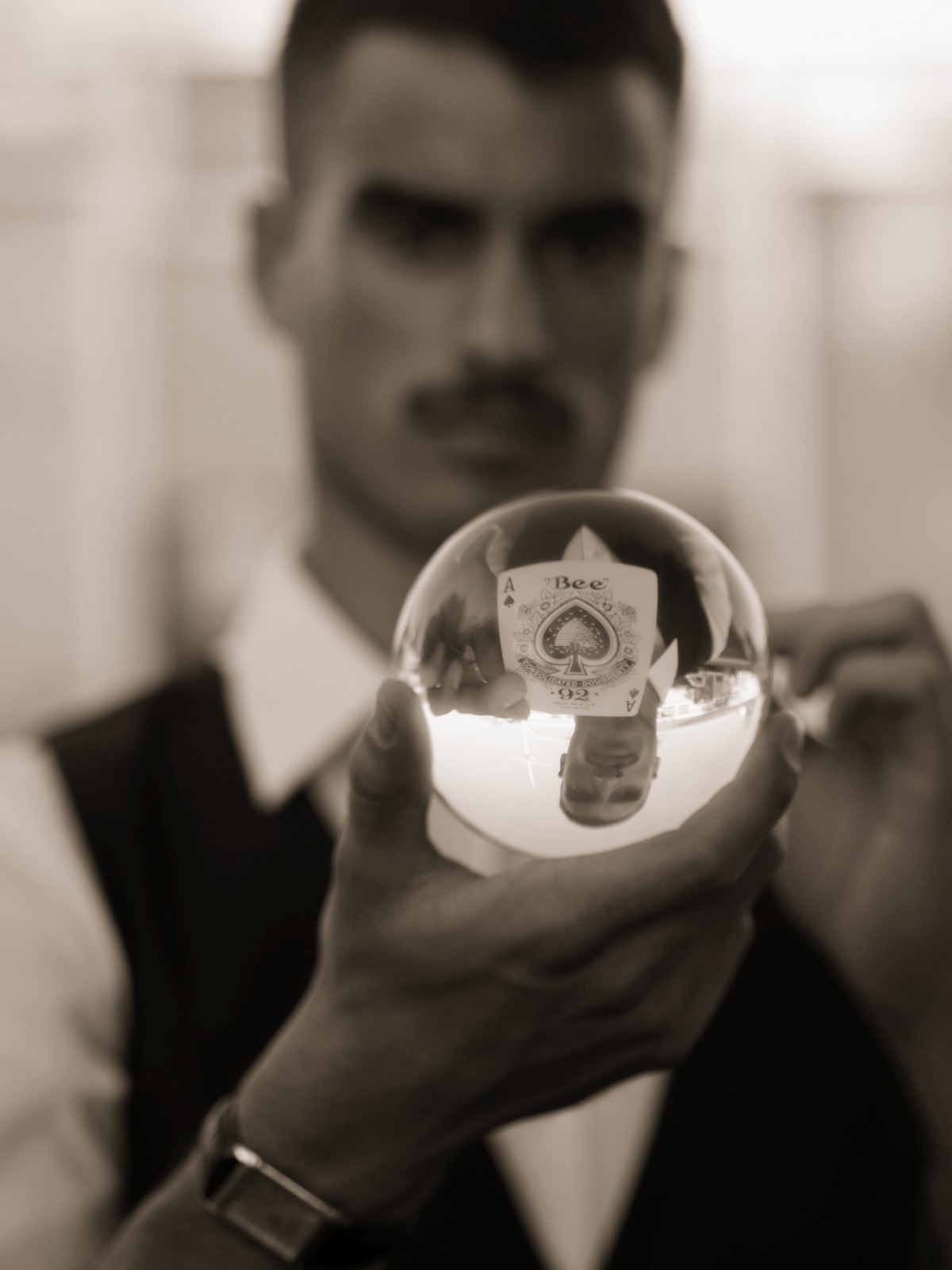 Dominic Miles with crystal ball